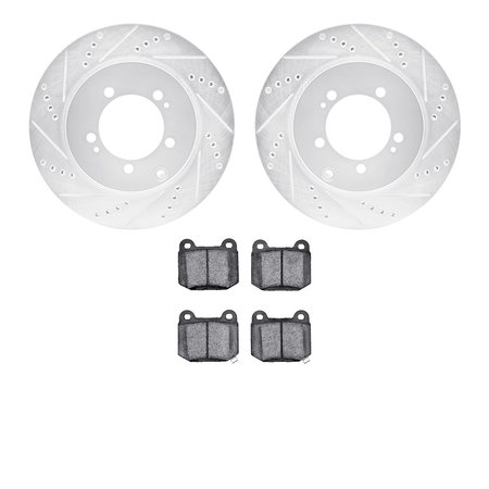 DYNAMIC FRICTION CO 7502-72040, Rotors-Drilled and Slotted-Silver with 5000 Advanced Brake Pads, Zinc Coated 7502-72040